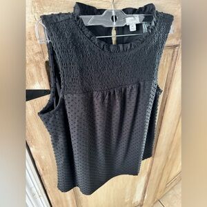 Black JCrew Smocked -Minky Dot Top. New Without Tags. ~small